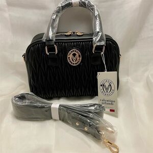 Valentino Orlandi Black Leather Shoulder Bag